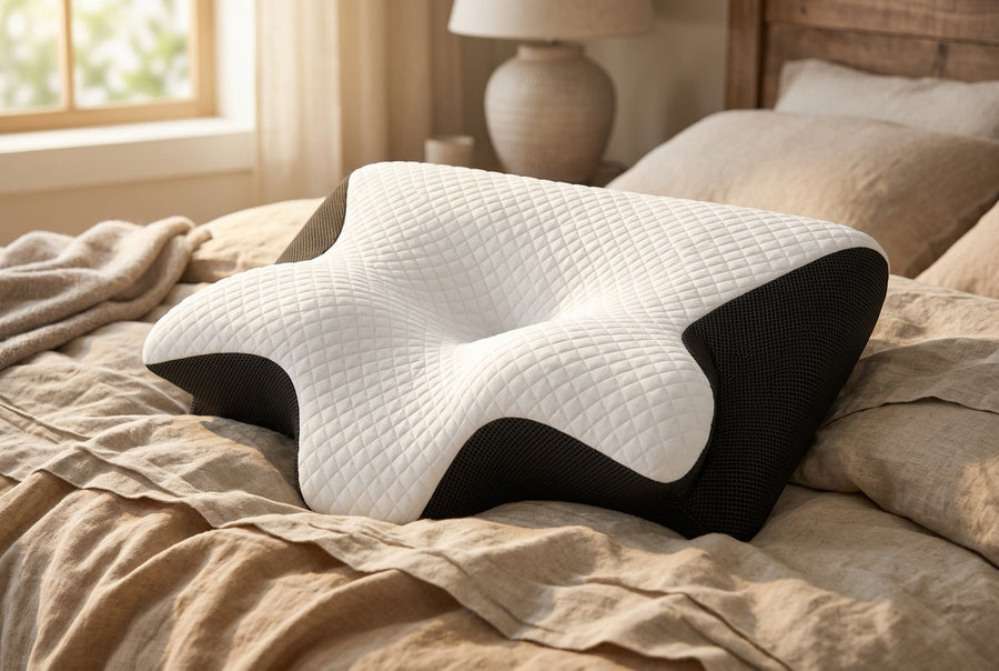 Halsa Align neck pillow in a bedroom