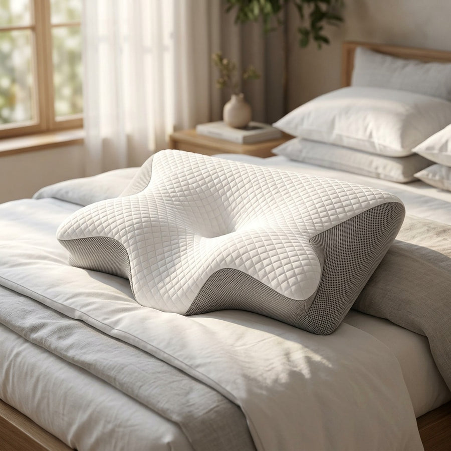 Halsa Align neck pillow in a bedroom