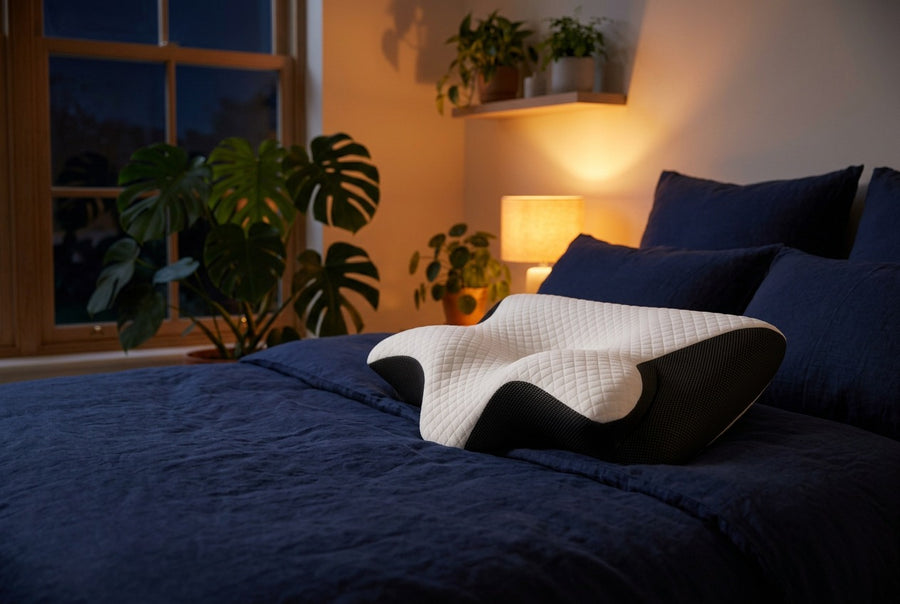 Halsa Align neck pillow in a bedroom