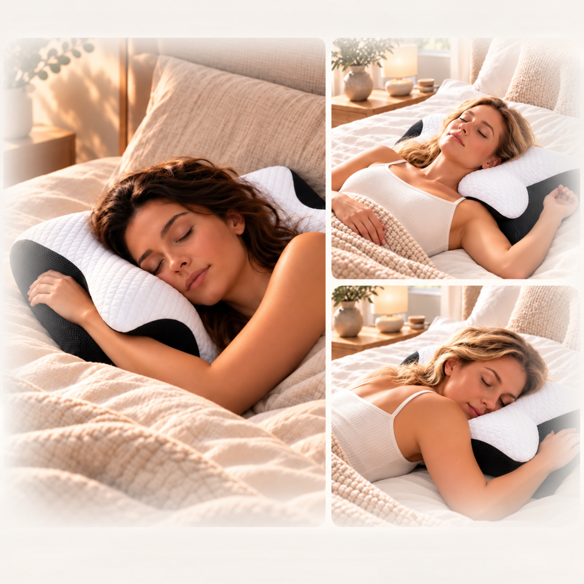 Neck position on a normal pillow compared with Halsa Align