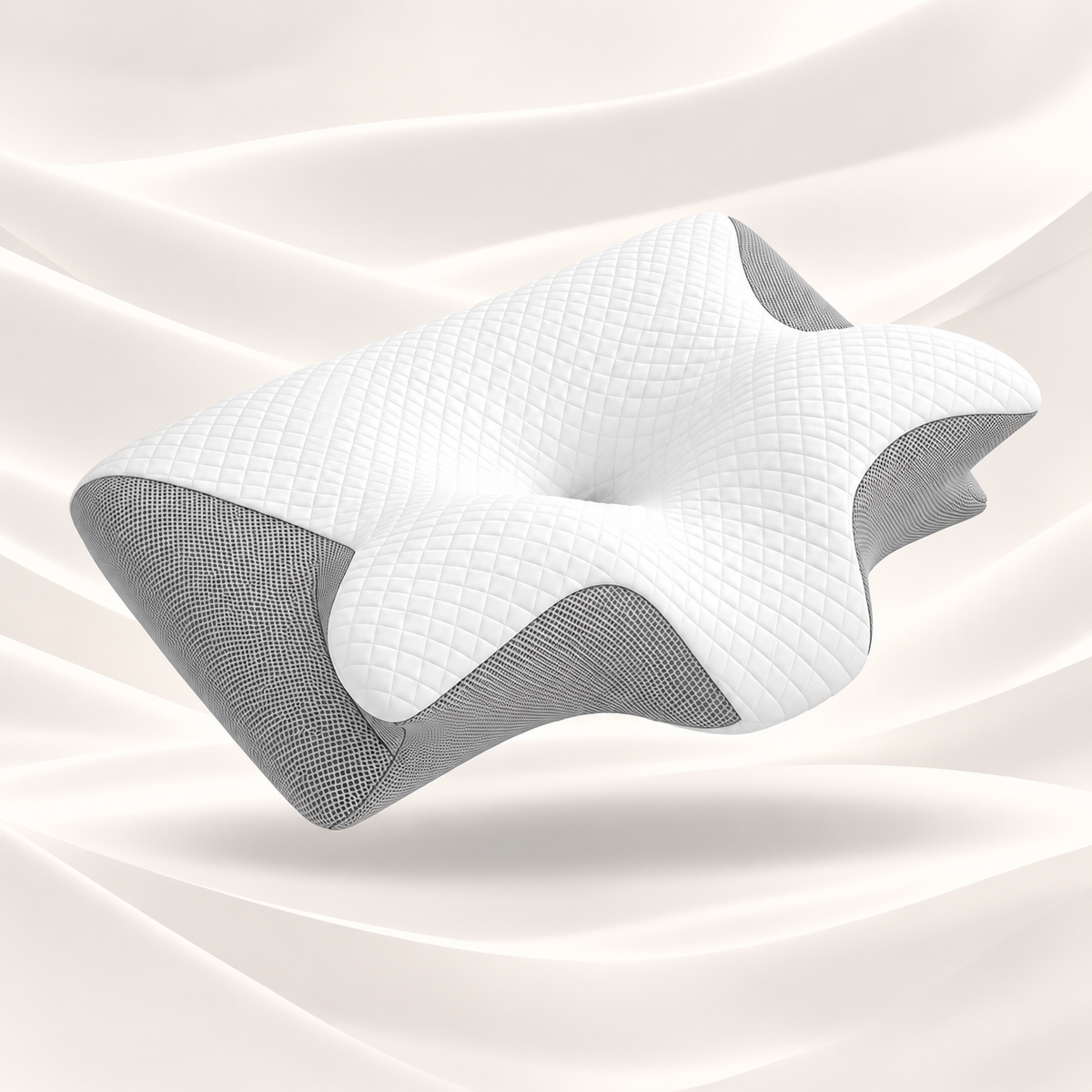 Halsa Align neck pillow in grey, memory foam with neck roll