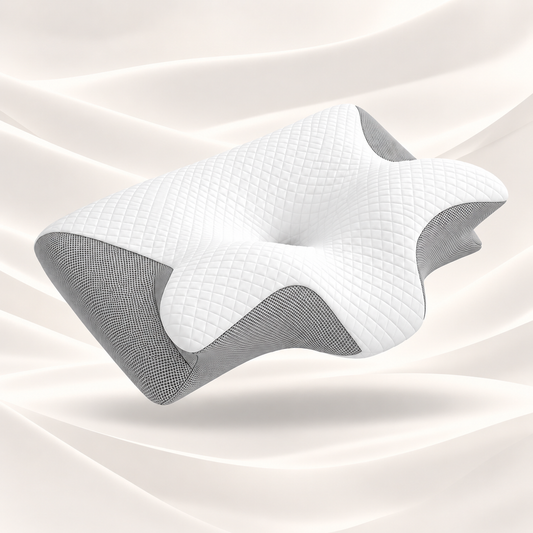 Halsa Align neck pillow in grey, memory foam with neck roll
