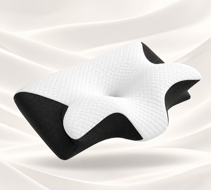 Halsa Align neck pillow in black, memory foam with neck roll