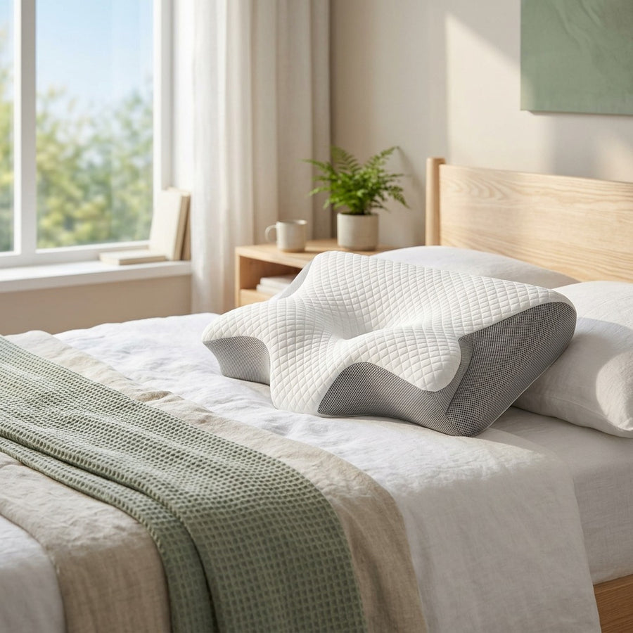 Halsa Align neck pillow in a bedroom